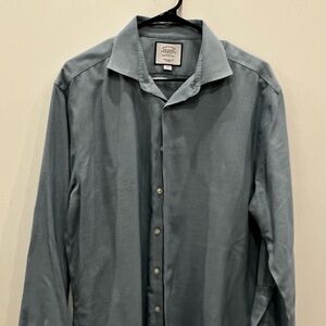Charles Tyrwhitt Extra Slim Fit Non-Iron Dress Shirt Blue Herringbone 17/35